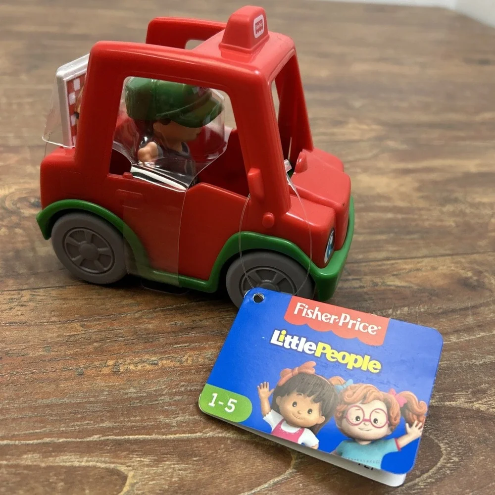 Fisher Price Little People Red Pizza Food Delivery Truck Car Vehicle & Figure
